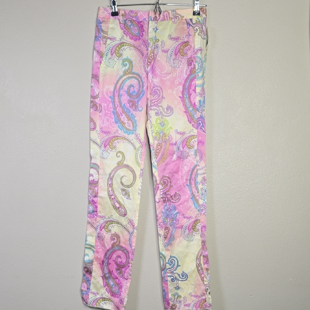 Etro Milano  Pink Paisley Print Pants Size 38 Nwt